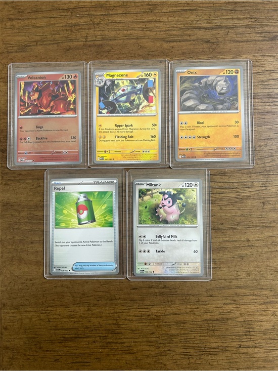 Pokemon Other - Lot of 5 Pokémon Cards - Volcanion, Magnezone, Onix, Repel, Miltank